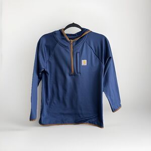 Carhartt Boys Dark Denim/Brown Long Sleeve Force Quarter Zip Sweatshirt 10/12